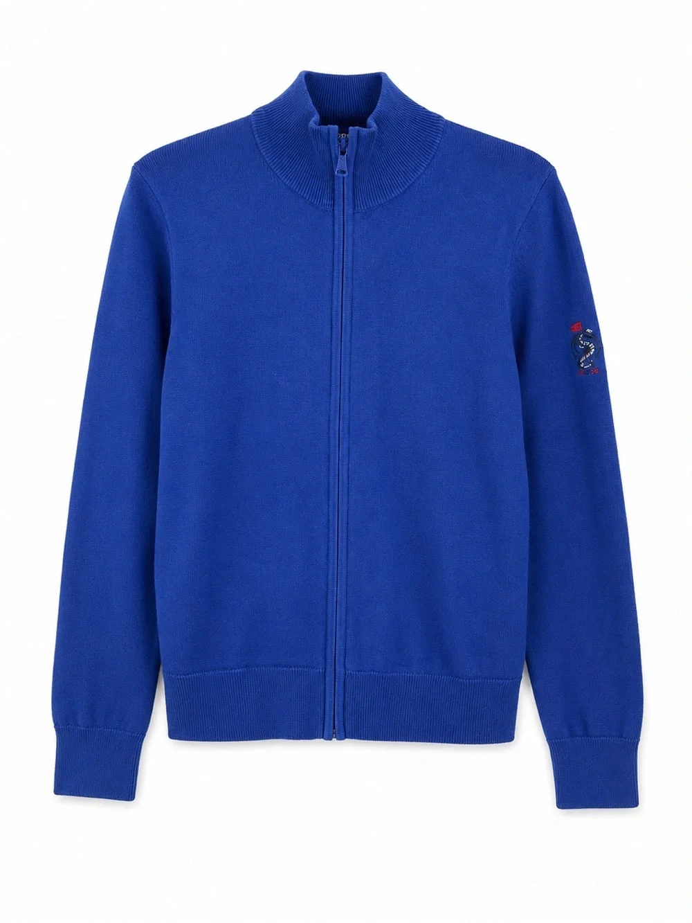 Polo Ralph Lauren Dragon Crest Full Zip Mock Neck Sweater Cashmere Blend  Blue M